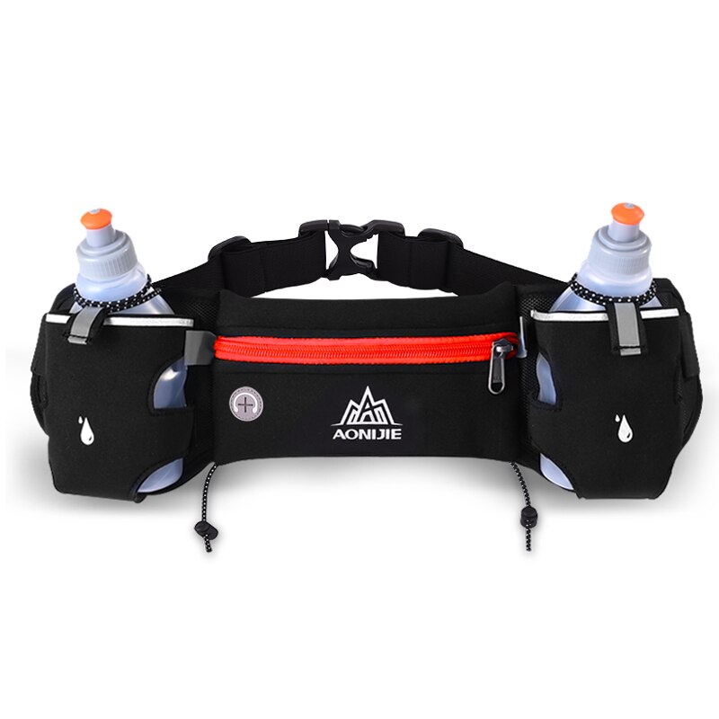 * AONIJIE E834 Marathon Jogging Fietsen Running Hydratatie Riem Heuptas Pouch Fanny Pack Telefoon Houder Voor 250 ml Water flessen: Red with 2 Bottles