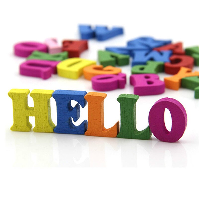 100 Stks/partij Kids Diy Houten Alfabet Ambachten Educatief Scrabble Letters Kleurrijke Craft Puzzels Speelgoed Voor Kinderen