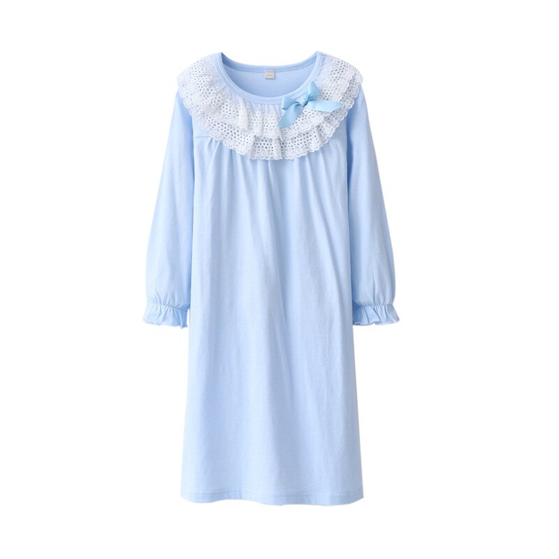 Girls Lace Nightgowns 100% Cotton Long Sleeve Sleeping Dresses Princess Girls Pjs Kids Pajamas Dress for Girls: 1 / 8