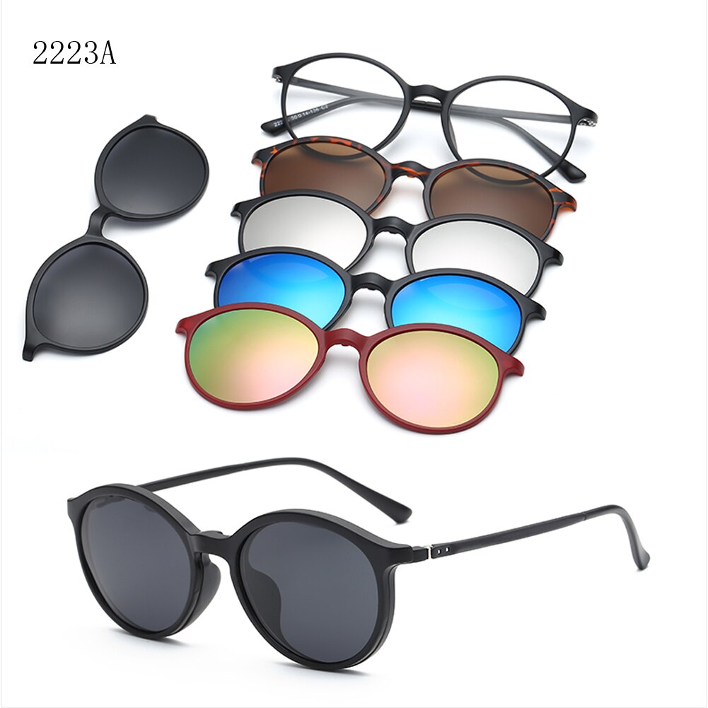 RUISIMO 5 lenes Magnet Sonnenbrille Clip Gespiegelt Clip auf Sonnenbrille clip auf gläser Männer Polarisierte Nach Rezept Myopie: CT2223A