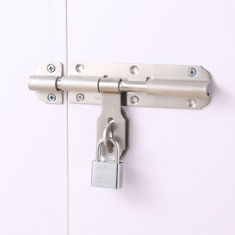 Slide Bolt Gate Latch Safety Door Lock with Padlock Hole Bar Heavy Duty Stainless Steel Brushed Surface Don&#39;t Include Padlock
