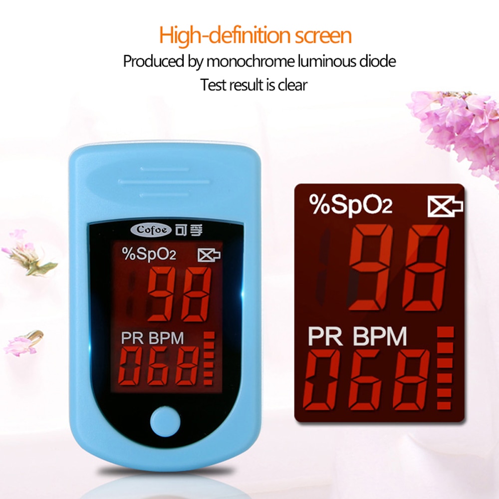 Cofoe Oxímetro de pulso de dedo Oxígeno portátil en la punta de los dedos Monitor de saturación con pantalla OLED de alarma SPO2 PR Oximetro Pulsioximetro Clip de medidor de frecuencia cardíaca de oxígeno en sangre