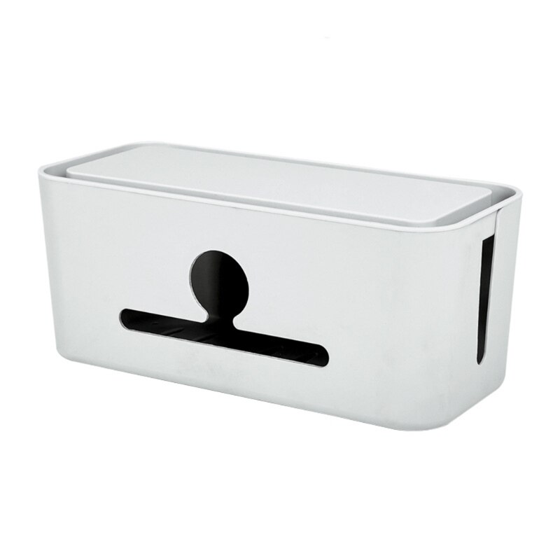 Cable Management Box Charger Socket Adapters Power Strips Wire Storage Case Hide Bin Desk Organizer with Phone Stand: Gray box gray cover