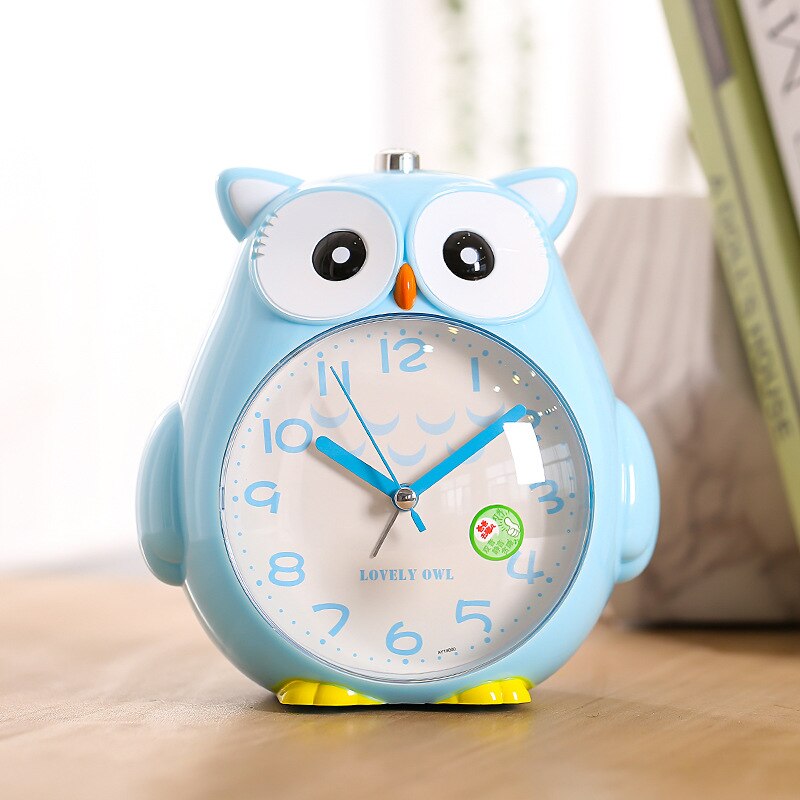 Horloge de bureau chouette muette de dessin animé | Joli réveil d'étudiant, réveil de Table, horloge avec rétro-éclairage, pour enfants