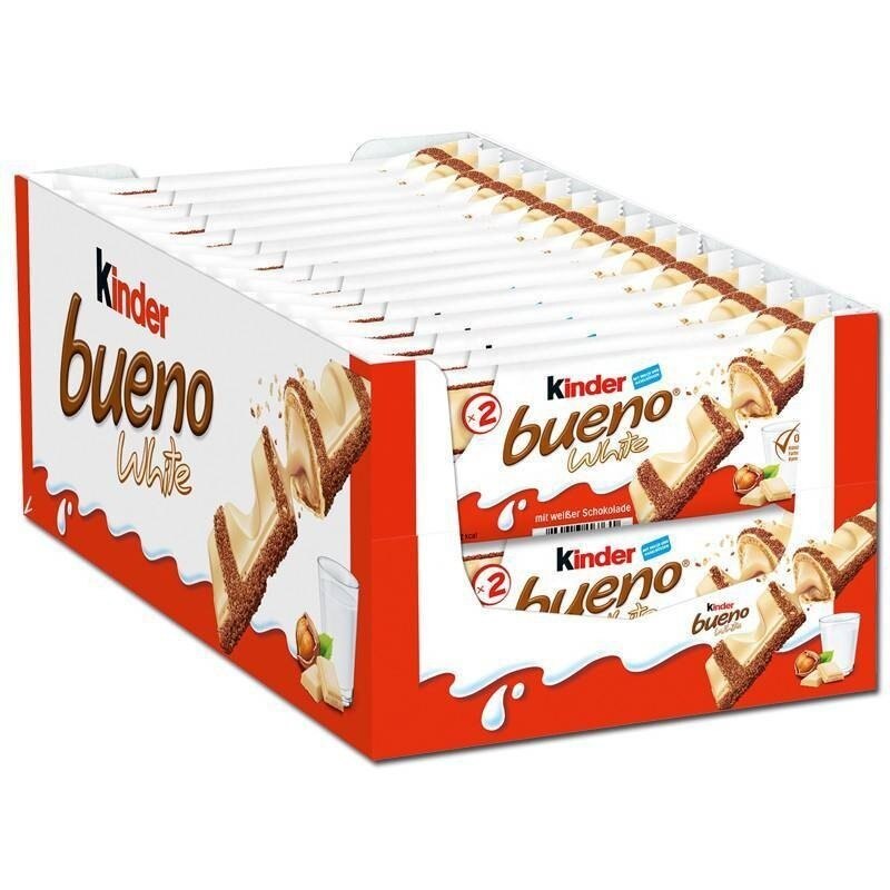 Kinder Bueno White, caja de 10 packs de 3 unidades de 2 Barritas 43 gr.