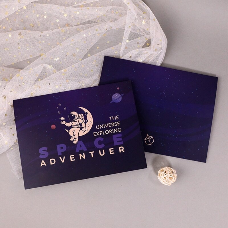 Z kreskówkowym motywem kosmosu powitanie kartka okolicznościowa z kopertą 3D astronauta rakieta planeta gwiazda składany zabawny rzeźba błogosławieństwo papier prezentowy