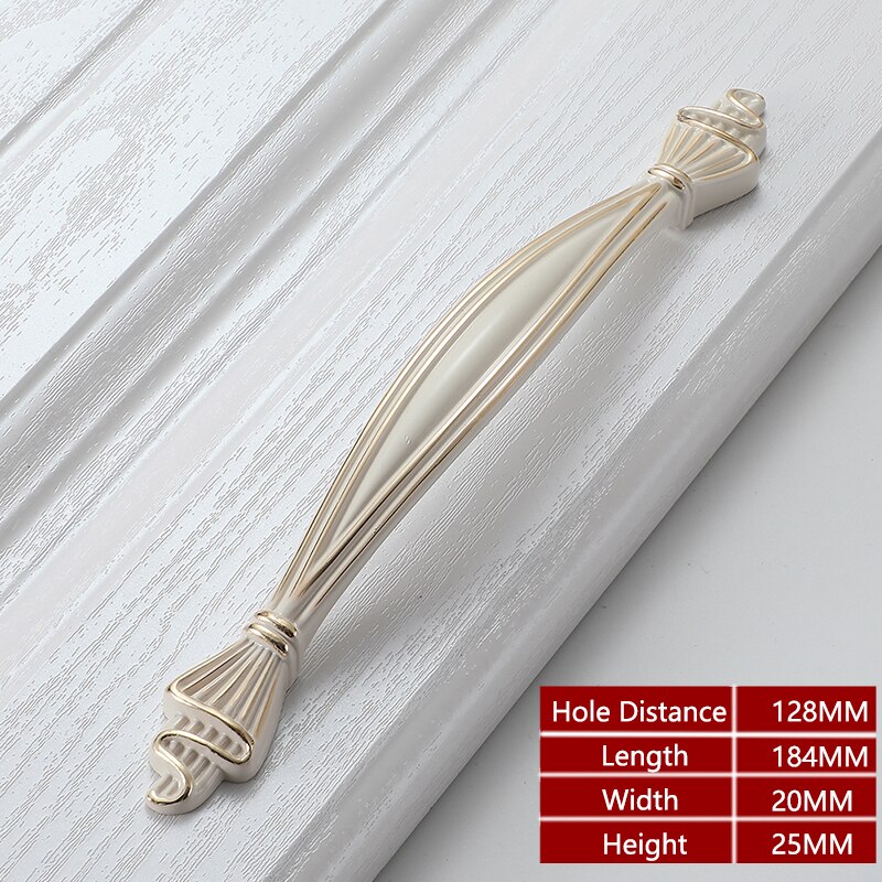 Yutoko lvory vita dörrhandtag och knoppar för skåp köksskåp zinklegering möbelhandtag byrå låda skåp handtag: 376-128mm