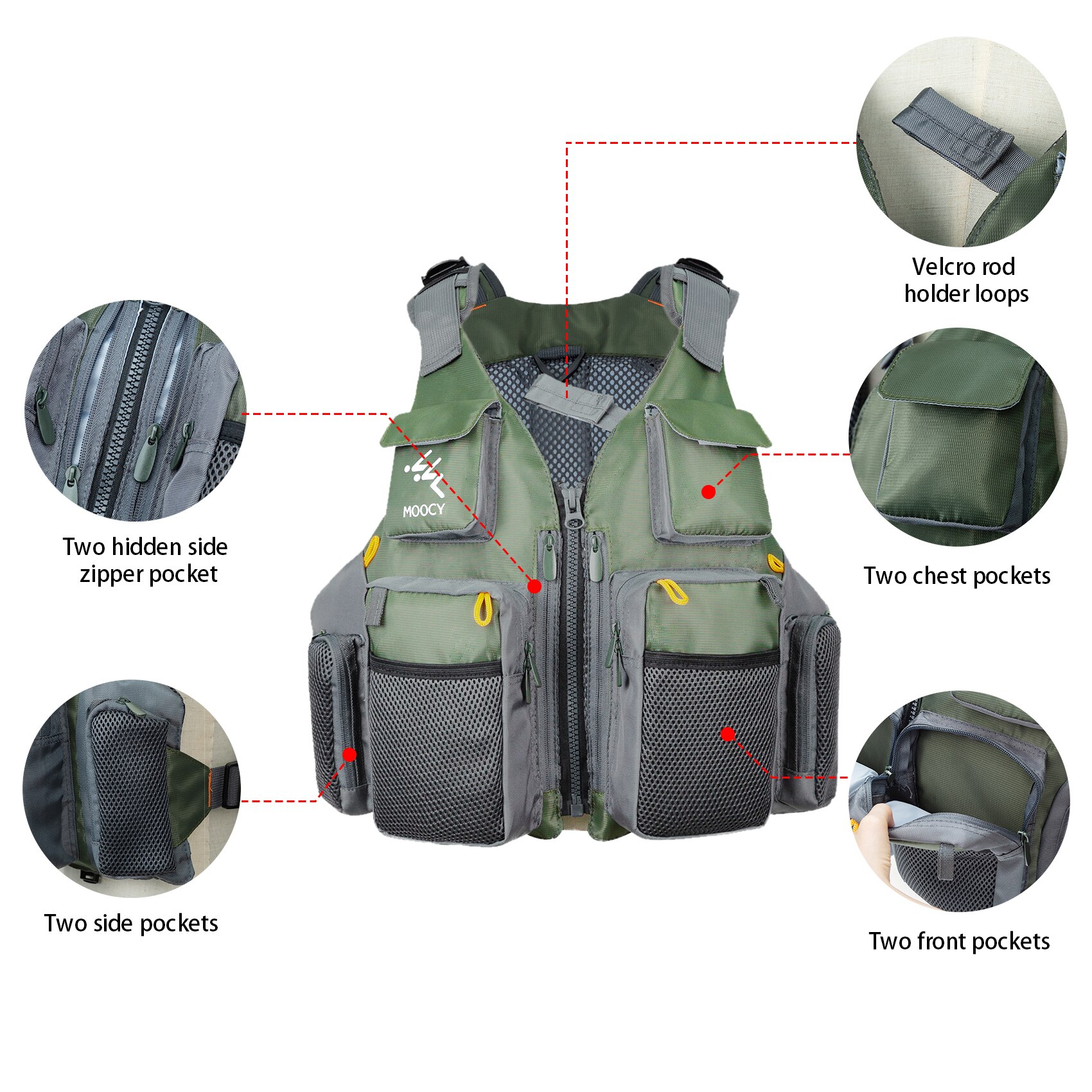 Vissen Vest Met Afneembare Kussen Multi Pocket Vistuig Outdoor Rugzak Ademend-Jas Verstelbare Vissen Vest