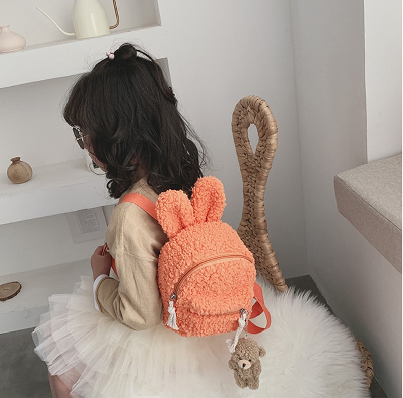 Children's Plush Multi-Functional Kids Backpack Girls Lovely Rabbit Ears Shoulder Bag 3D Cartoon Animal Backpack