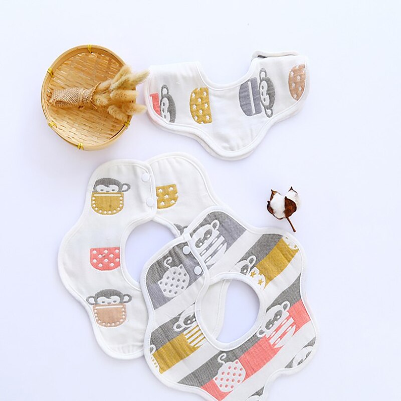 Baby Bibs 360 Degree Rotation 8 Layers Gauze Muslin Baby Kids Bandana Burp Cloth Soft Newborn Infant Saliva Towel Baby Stuff