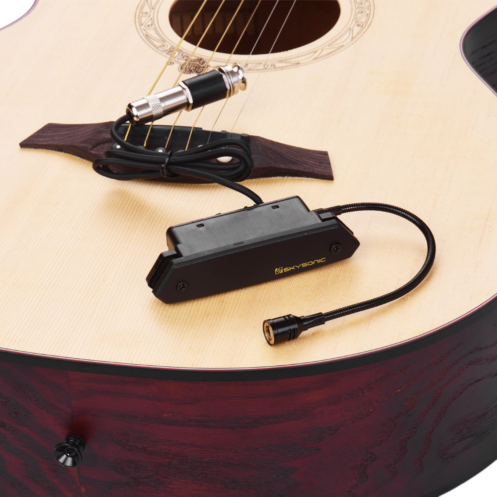 Skysonic t -902 akustisk guita pickup magnetisk + mikrofon dual pickup-systemer med lydstyrkekontrol til klassisk folk guitar-del