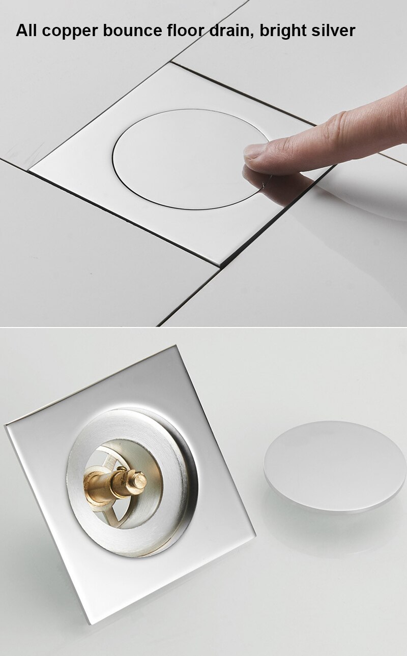 Scarico A Pavimento Quadrato Nero Per Doccia 10x10 Cm - In Rame Con Filtro Rimovibile Anti-odori Per Bagno E Cucina