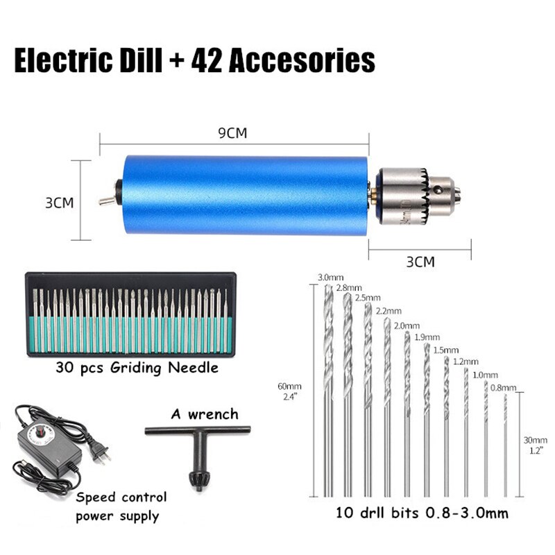 Mini Elektrische Handboor Met Power 0.3-4Mm Chuck 4000-13000Rpm Rotary Tool Kit Voor Hout diy Craft Sieraden Walnoot Polijsten Tool: Grinder Pen Set 3