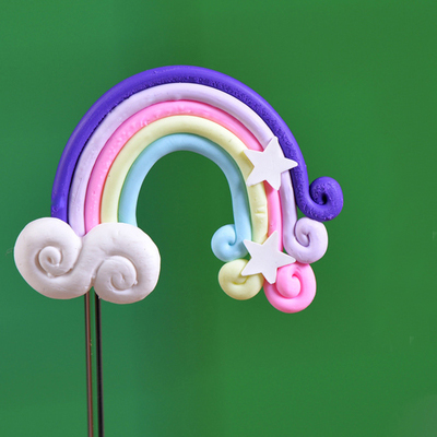 1 pcs birthday cake topper 3D rainbow star cake decoration for baby shower kids birthday party wedding favor supplies: 05