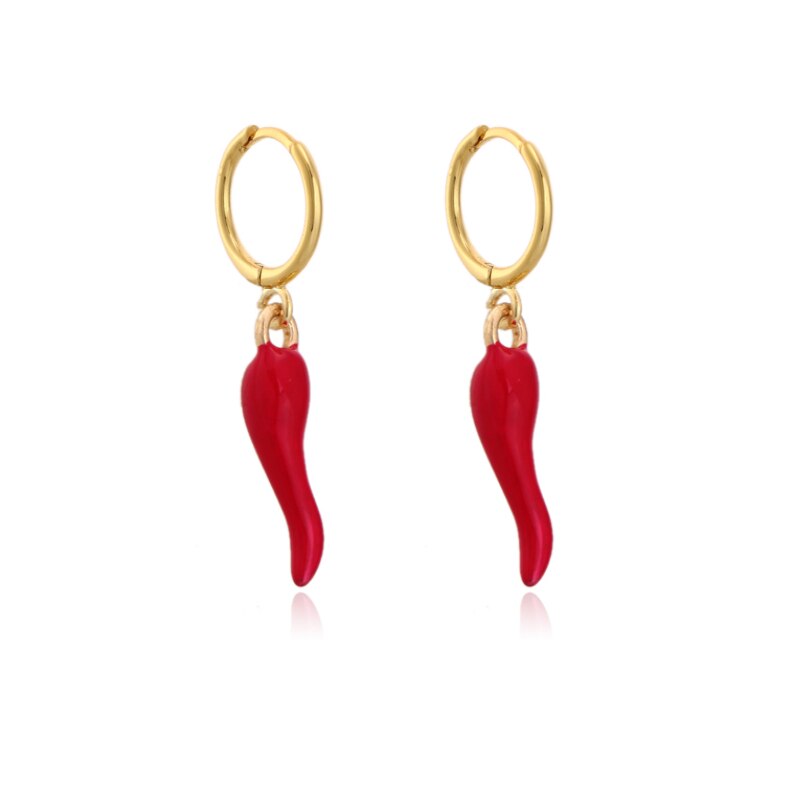 Creatività smalto rosso ciondolo peperoncino ciondola gli orecchini di goccia per le donne individualità speciale Chic gioielli accessori Brincos: Default Title