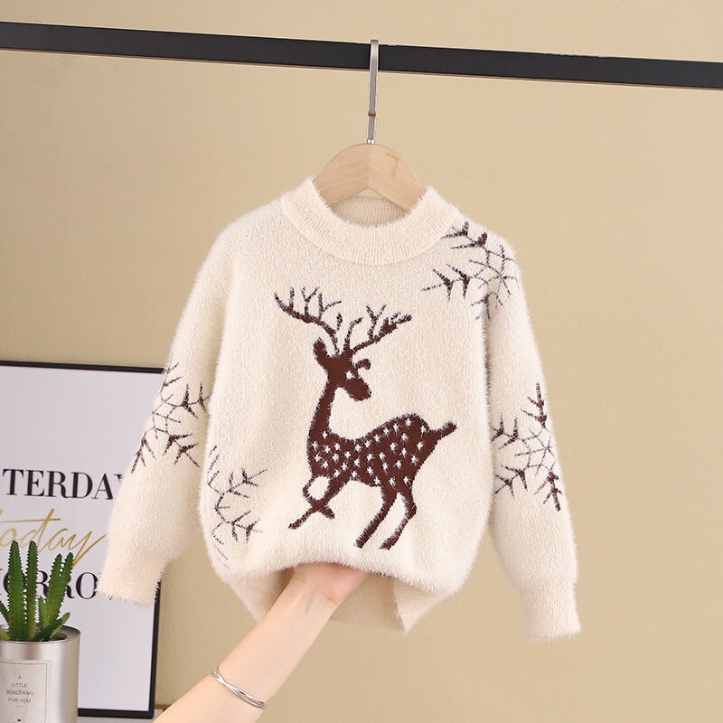 80cm-140cm børne sweater drenge strikket top baby koreansk version top rund hals varm - holder tegneserie
