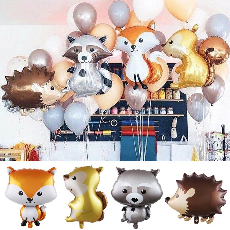 Forest Animal Foil Balloons Birthday Wedding Party Balloon Helium Balloons Fox Hedgehog Squirrel Raccoon Baby Shower Airball