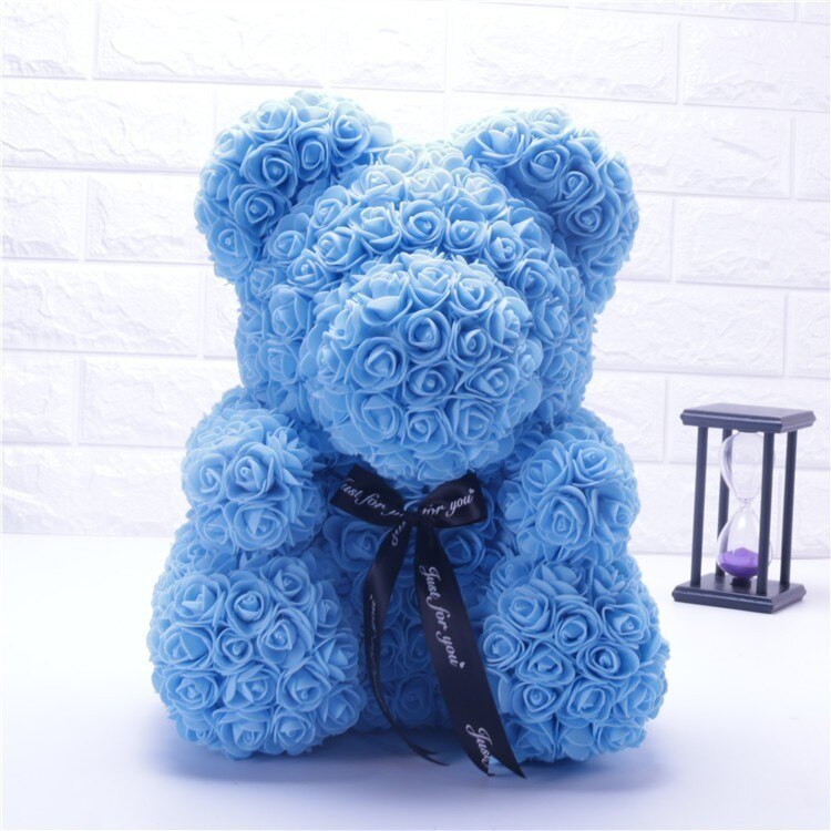 Christmas gift25cm Teddy Rose Flower niedźwiedź pudełko ślubne dekoracje świąteczne walentynki dając dziewczynie truciznę: 25cm Light Blue