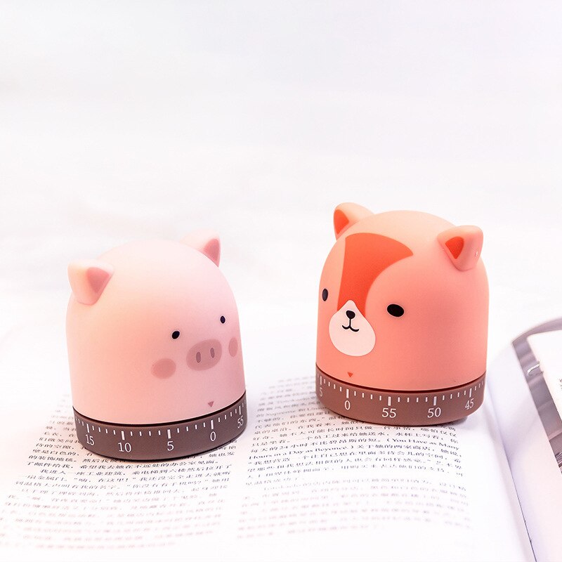 1Hr/60Min Kitchen Mechanical Dial Timer Reminder Alarm Cooking Baking Tools 360-degree Rotating Cute Animal ABS Kitchen Gadgets