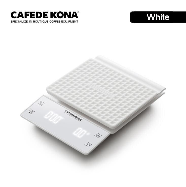 Cafetera KONA-báscula de café con temporizador, balanza Digital LED de alta precisión con goteo electrónico, para cocina, 0,1g/3kg: White