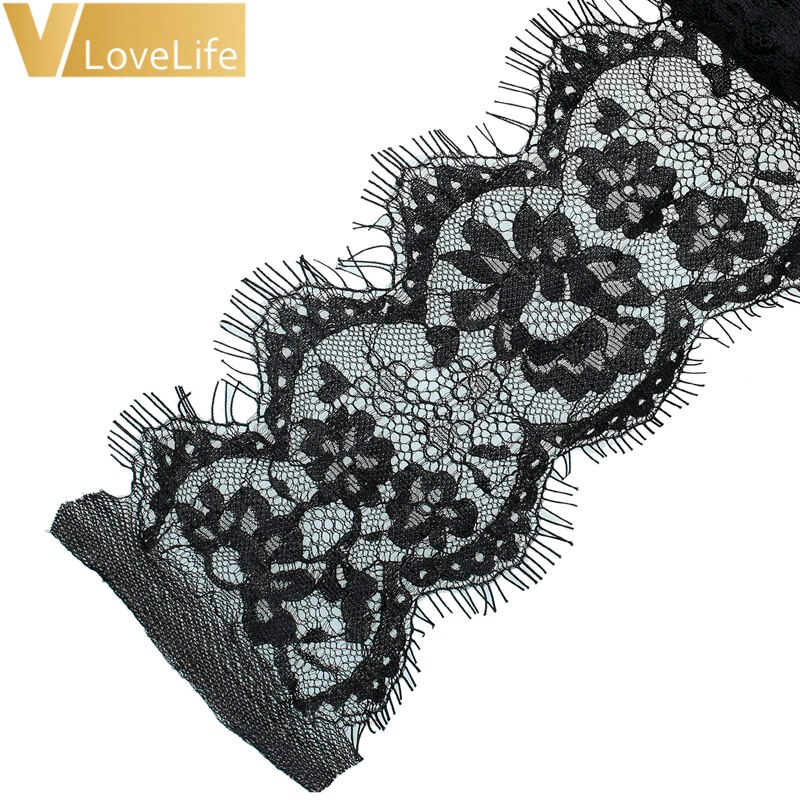 118" Lace Fabric Trim DIY Ribbon White Black Trim Embroidered For Sewing Decoration African Lace Fabric Beautiful: D-Black