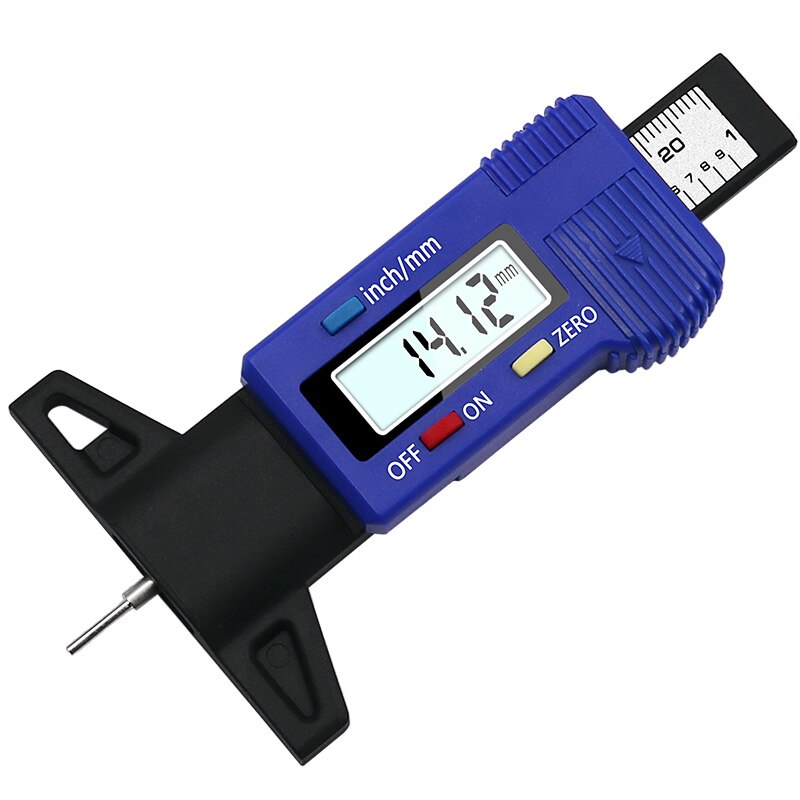 Micrómetro Digital de 0,01mm para herramienta de medición automática, medidor de profundidad de la banda de rodadura, 0-25mm, LCD, puntas de carbono para instrumentos de altura: blue