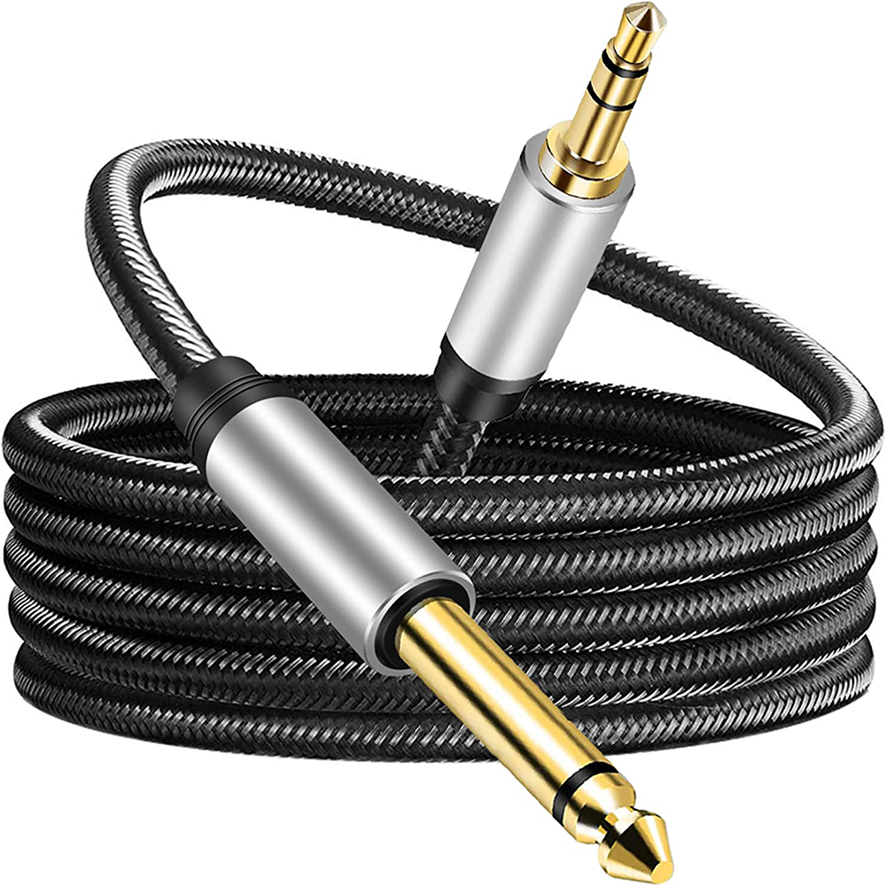 Nku 6,5 mm 1/4 inch TS Mono naar 3,5 mm 1/8 inch TRS Stereo Interconnect AUX Adapter Audiokabel Mono naar Stereo Patchkabel