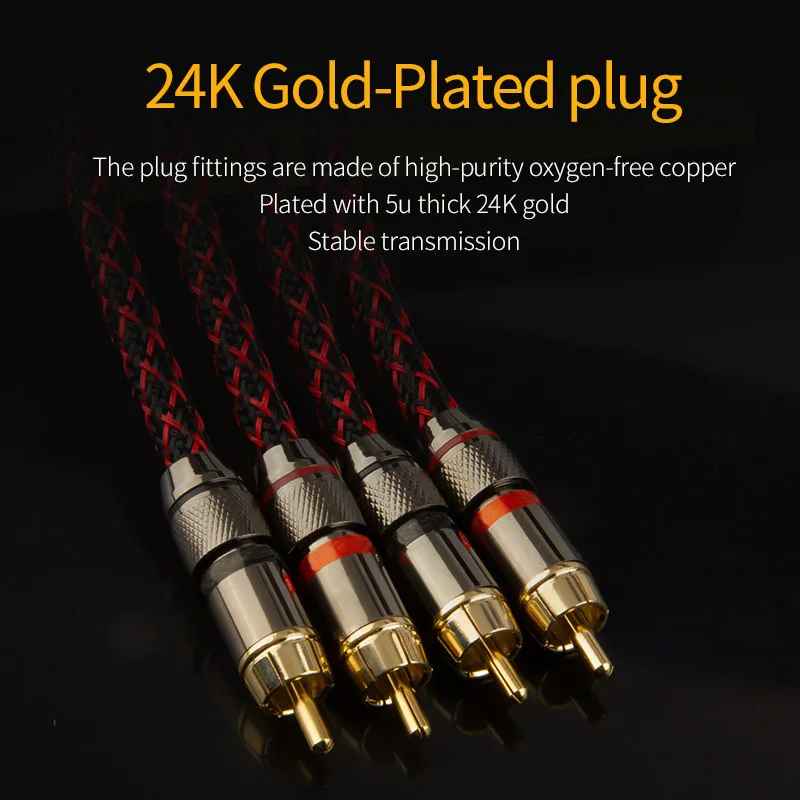 TODN 1 pair RCA audio cable 2 RCA to 2 RCA Interconnect Cables HIFI Stereo 4N OFC Male to Male For Amplifier DAC TV car audio