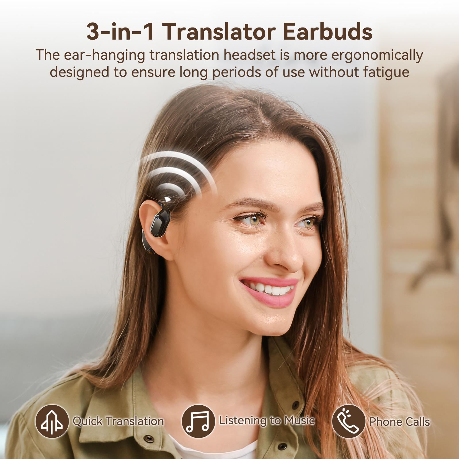 Translation Earbuds Real Time, 150 Languages AI Translator Earbuds,Headset Interpretive Device for Business, Travel, Study