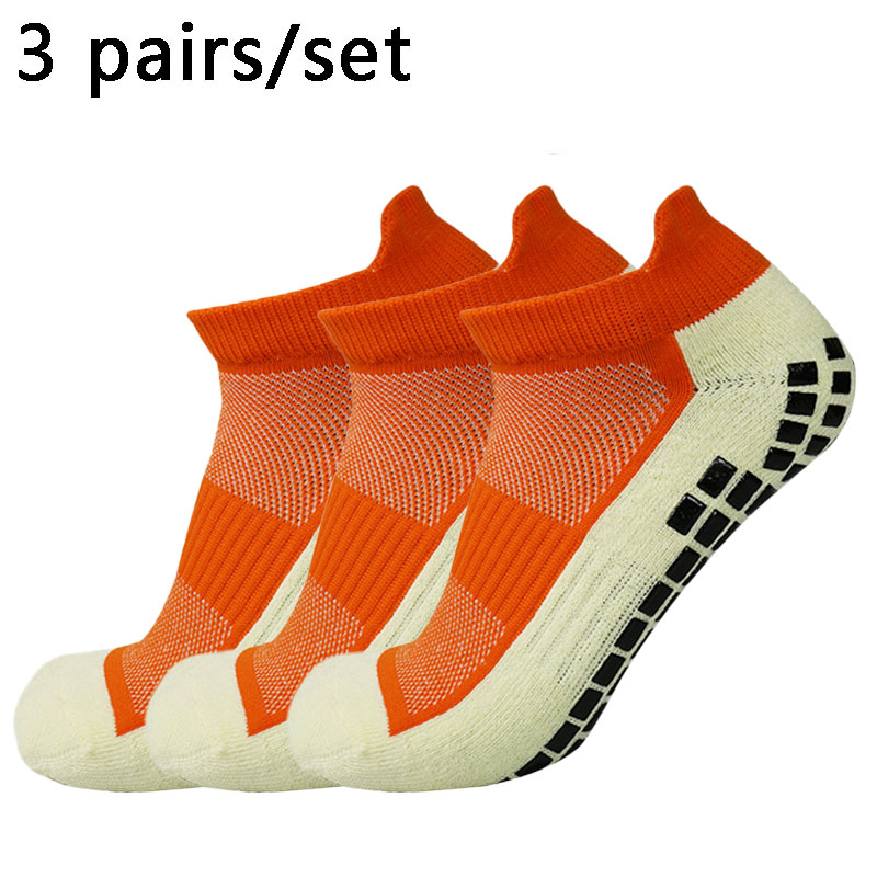 3 paar mannen vrouwen voetbalsokken korte sport siliconen antislip grip voetbalsokken calcetines hombre futbol: Oranje