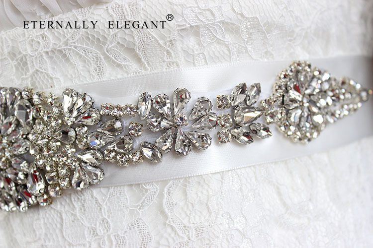 Stil rhinestone bryllup bånd bælte tilbehør brud brudepige brude sashes bælter til brudekjole på lager