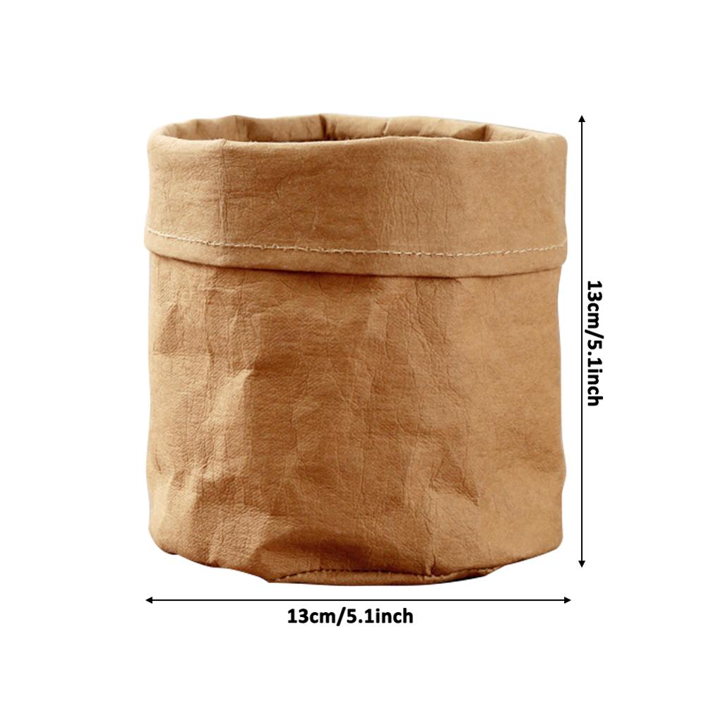 2 Color Waterproof Eco-friendly Kraft Paper Flower Pot Holder Reuseable Plant Pot Drouble Multifunction Desktop Home Storage Bag: True color M