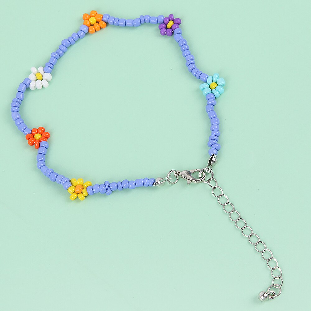 Tobillera con forma de mariposa para mujer, joyería para el pie, pulsera descalza para la playa, correa para el tobillo, accesorios de joyería bohemios: F Beads Anklets