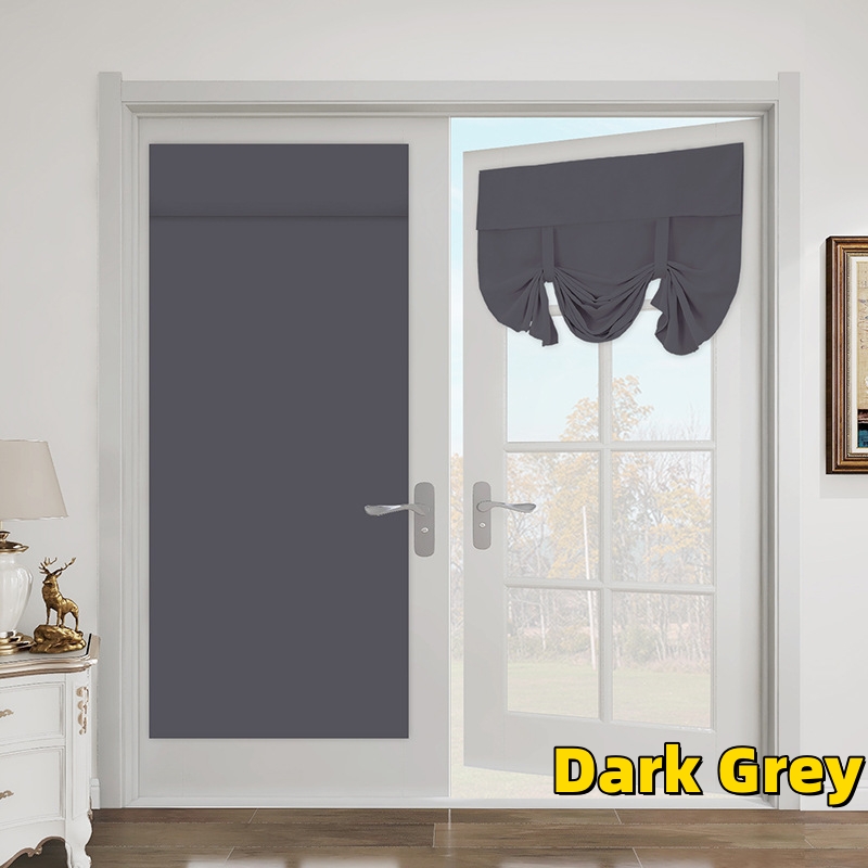 Door Curtains Blackout Self Stick Tie Up Shades Door Window Curtains Thermal Insulating Privacy Kitchen Living Room Curtains: black