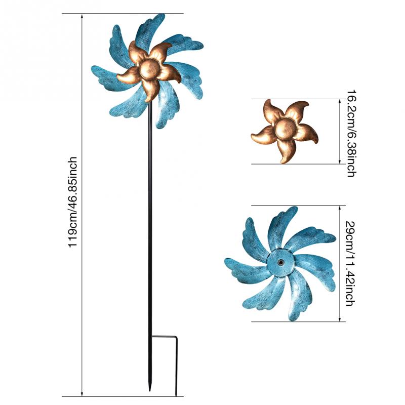 Kinetic Metal Sculpture Garden Decor Lawn Windmill Durable Outdoor Yard Wind Spinner Vertical Ornament Weatherproof Home