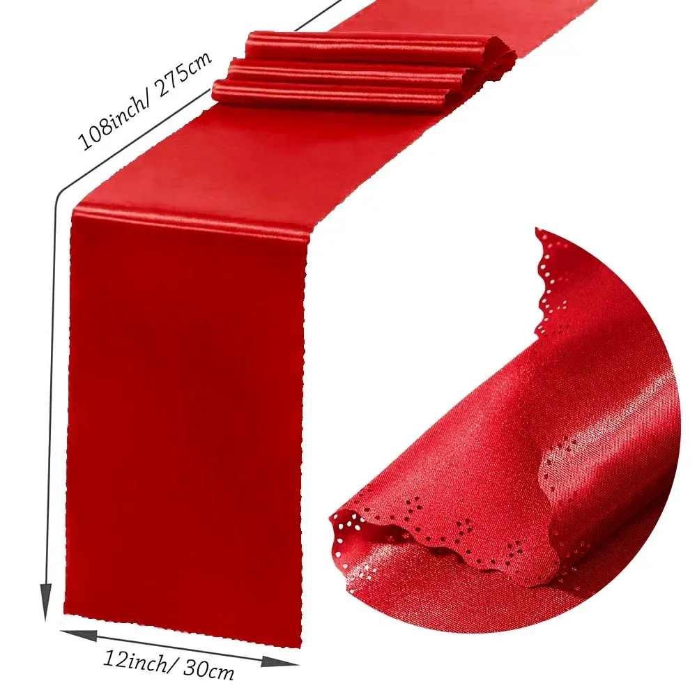 30 cm x 275cm(12*108 tum) bröllops satinbordlöpare sidenband bordsflaggor för banketter fest ljus matbordsdekoration