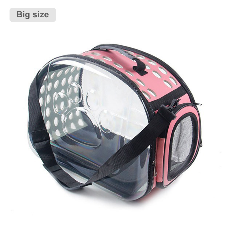 Transparent Pet Cat Dog Carrier Bag Space Capsule Foldable Breathable Pet Travel Bag Outdoor Backpack Travel Carrying Handbag: Pink B