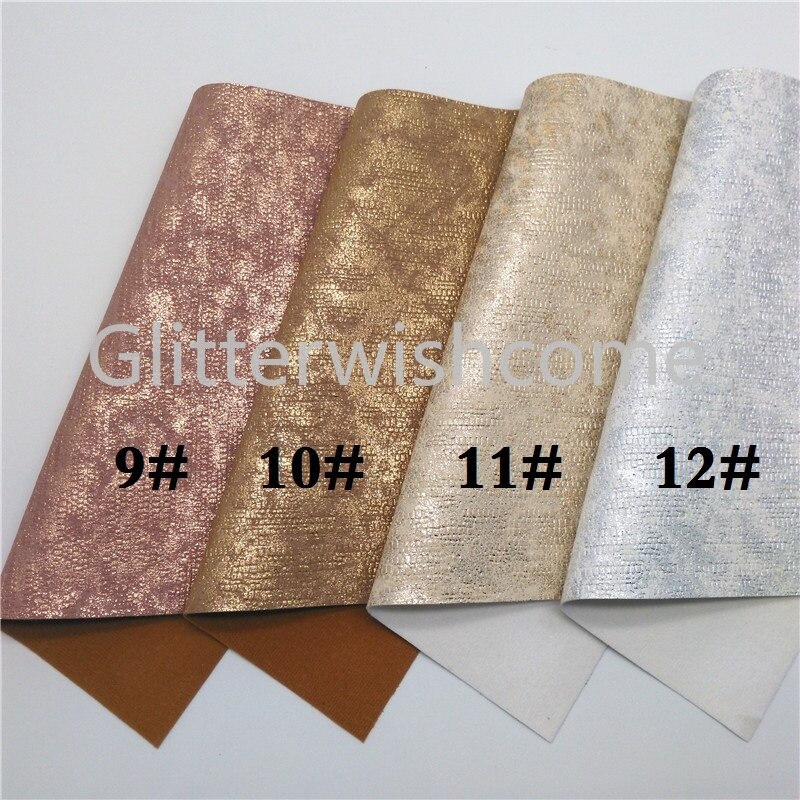 Glitterwcomecome 21 x 29cm a4 størrelse metallic slange kunstlæder stof, syntetiske læder stof ark, pu læder til buer , gm493a