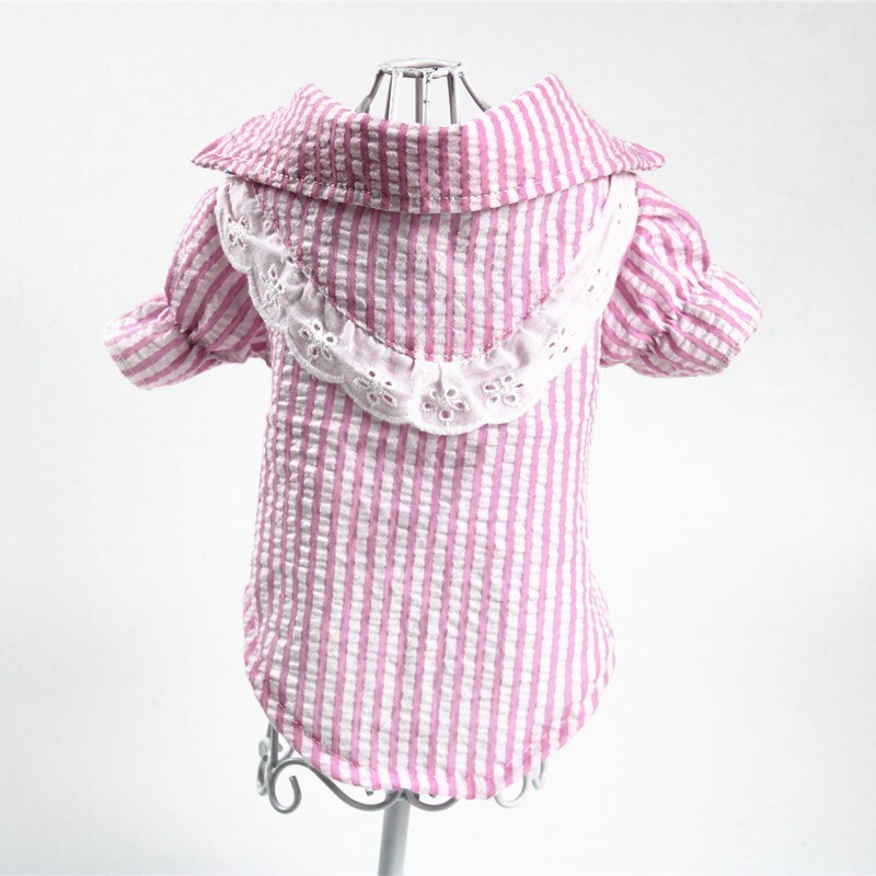 Lace Dog Shirt Summer Dog Clothes Cat Poodle Bichon Frise Pomeranian Schnauzer Pet Outfits Small Dog Costume Apparel: Pink / L