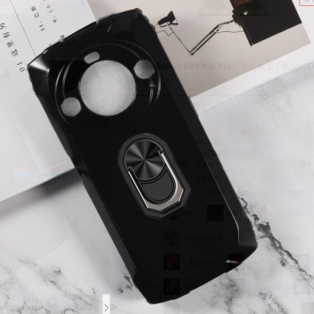 FOR Blackview BV9300 Pro 6.7" BlackviewBV9300 BV9300Pro Back Ring Holder Bracket Phone Case Smartphone TPU Soft Silicone Cover: aluminum / Brown