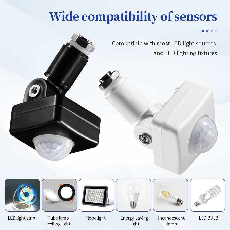 Motion Sensor 120° Replacement PIR Motion Detector for Home Adjustable Time & Detection Range for Floodlight LED Blub Celling