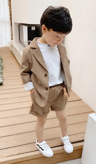 freundlicher braun Hochzeit blume Junge/Mädchen Blazer Anzug Formale Jungen Rauchen setzt freizeit Anzug freundlicher Reise Kleidung einstellen: kurz / 3T