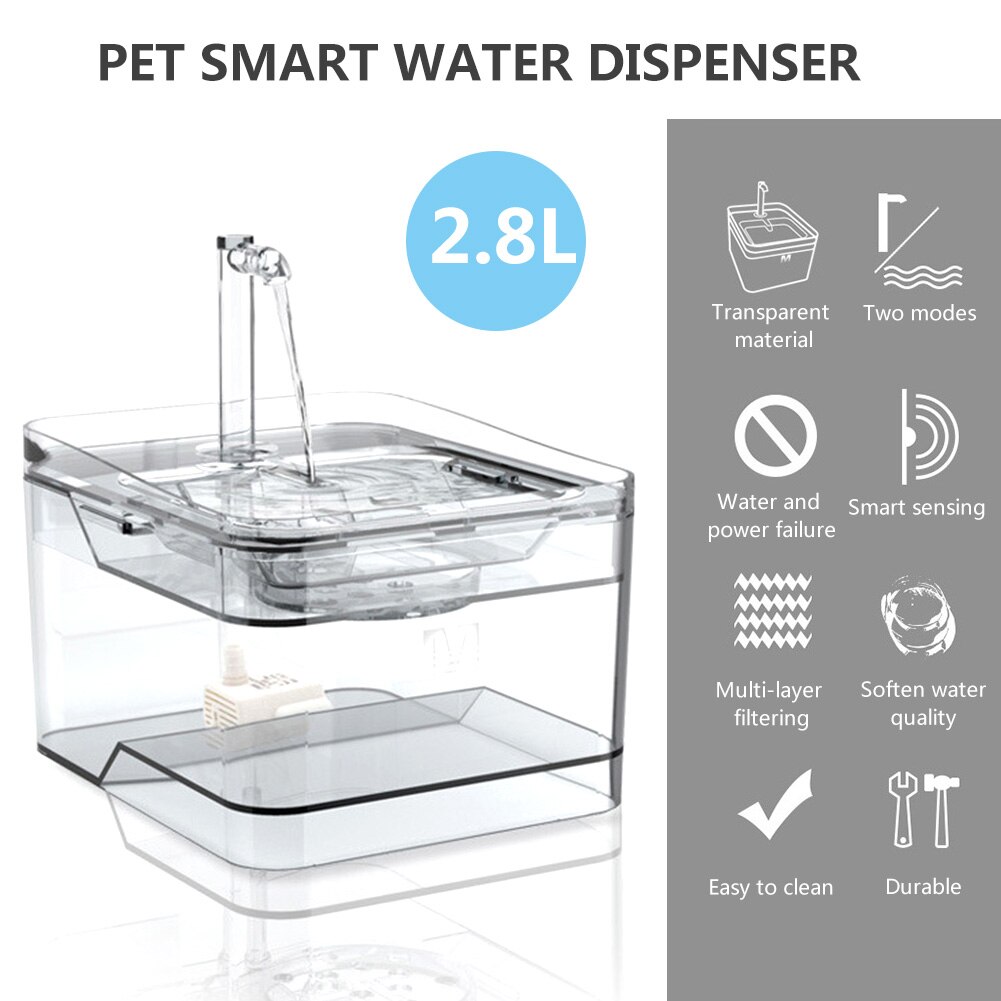 Pet Drinking Fountain Cat Drinking Powl Dog Water Dispenser Intelligent Sensor Ultra-quiet Automatic Pet Water Dispenser
