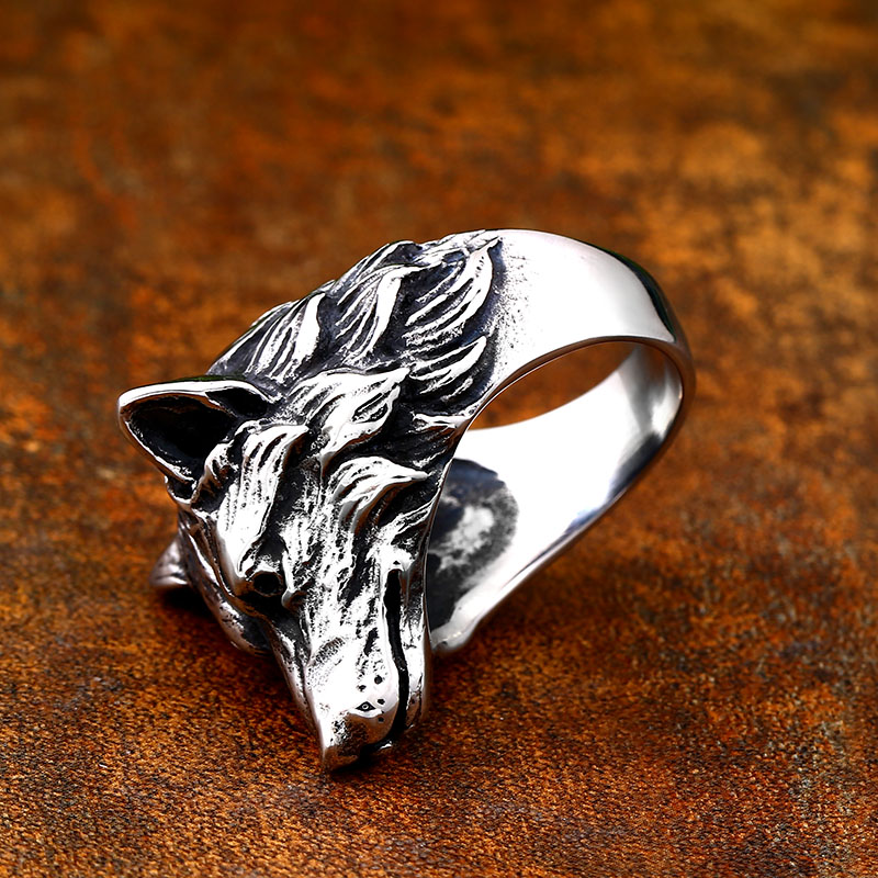 Edelstahl Nordischen Wikinger nordisch Wolf Ebene männer Ringe Punk Party Schmuck Ebene Ring