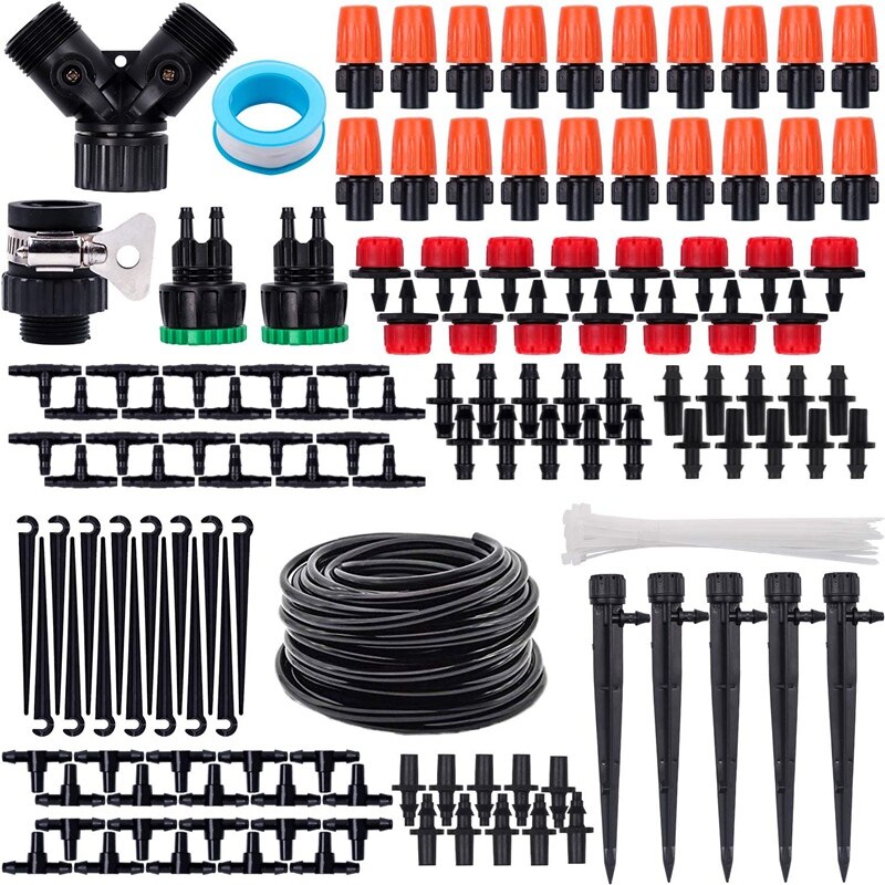151Pcs Irrigation Kit, 25M Mini Drip Irrigation System With Adjustable Nozzle Sprinkler Sprayer And Dripper Automatic: Default Title