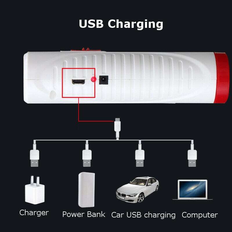 Solar Power/USB Flashlight Rechargeable Outdoor Portable LED Flashlight Camping Hiking Light Lantern Lamp