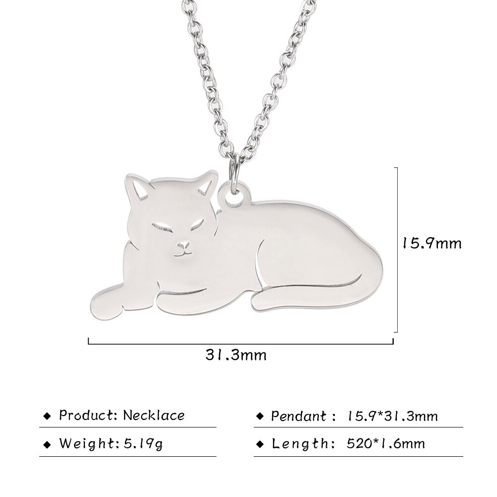 Skyrim – collier avec pendentif chat pour femmes et filles, chaîne dorée, en acier inoxydable, bijou à la , pour le cou, chaton, Animal,: Steel