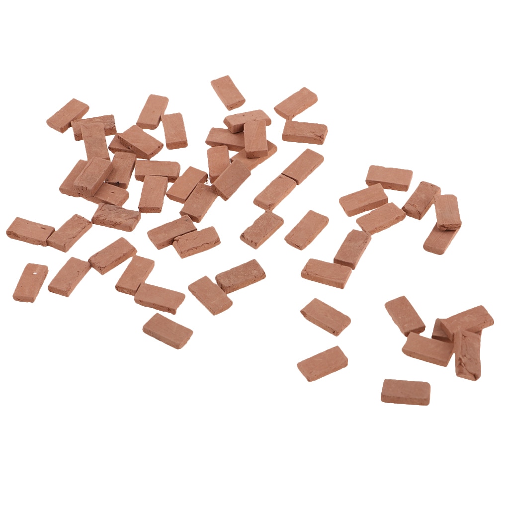 50 Pieces 1/35 Scale Simulation Miniature Porcelain Red Brick Model Toy Sand Table Building Diorama Scenery Sand Scene Scenery