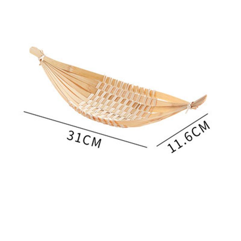 Geweven Producten Handgemaakte Bamboe Mand Boerderij Servies Sashimi Plaat Decoratie Japanse Bamboe Bento Sushi Zeevruchten Boot: 6