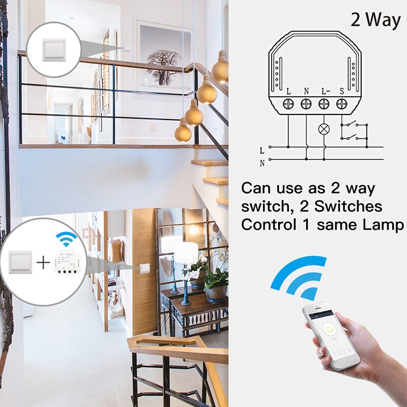 2 manier Wifi Smart Light LED Dimmer Diy Breaker Module Smart Leven/Tuya APP Afstandsbediening Werkt met alexa Echo Google Thuis